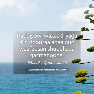 Picture 05 - Baroorashadii Yeremyaah 3:64 SOM - Rabbiyow, waxaad iyaga siin doontaa abaalgud - Bible Verse Picture