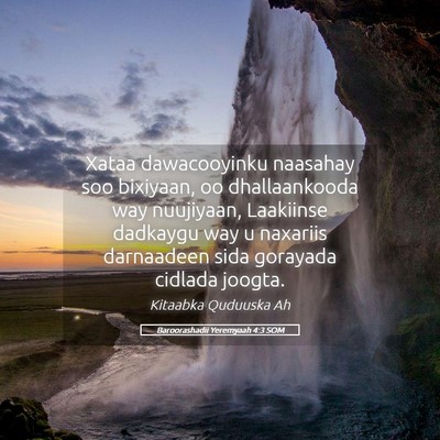 Picture 05 - Baroorashadii Yeremyaah 4:3 SOM - Xataa dawacooyinku naasahay soo bixiyaan, oo - Bible Verse Picture