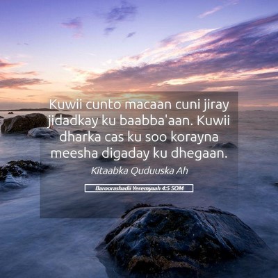 Picture 05 - Baroorashadii Yeremyaah 4:5 SOM - Kuwii cunto macaan cuni jiray jidadkay ku - Bible Verse Picture