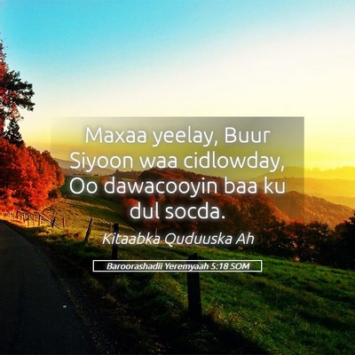 Picture 05 - Baroorashadii Yeremyaah 5:18 SOM - Maxaa yeelay, Buur Siyoon waa cidlowday, Oo - Bible Verse Picture