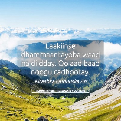 Picture 05 - Baroorashadii Yeremyaah 5:22 SOM - Laakiinse dhammaantayoba waad na diidday. Oo aad - Bible Verse Picture