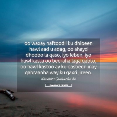 Picture 05 - Baxniintii 1:14 SOM - oo waxay naftoodii ku dhibeen hawl aad u adag, oo - Bible Verse Picture