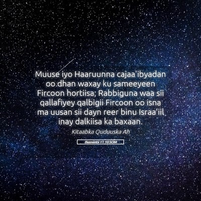 Picture 05 - Baxniintii 11:10 SOM - Muuse iyo Haaruunna cajaa'ibyadan oo dhan waxay - Bible Verse Picture