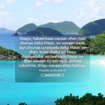 Picture 05 - Baxniintii 12:12 SOM - Waayo, habeenkaas waxaan dhex mari doonaa dalka - Bible Verse Picture