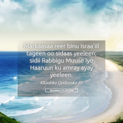Picture 05 - Baxniintii 12:28 SOM - Markaasaa reer binu Israa'iil tageen oo sidaas - Bible Verse Picture