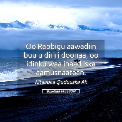 Picture 05 - Baxniintii 14:14 SOM - Oo Rabbigu aawadiin buu u diriri doonaa, oo - Bible Verse Picture