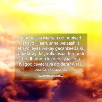 Picture 05 - Baxniintii 15:20 SOM - Markaasaa Maryan oo nebiyad ahayd, Haaruunna - Bible Verse Picture