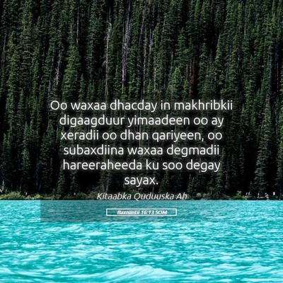 Picture 05 - Baxniintii 16:13 SOM - Oo waxaa dhacday in makhribkii digaagduur - Bible Verse Picture