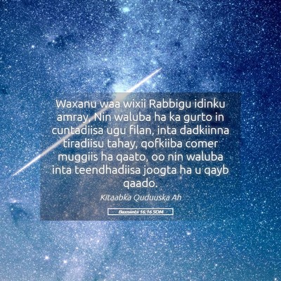 Picture 05 - Baxniintii 16:16 SOM - Waxanu waa wixii Rabbigu idinku amray, Nin waluba - Bible Verse Picture