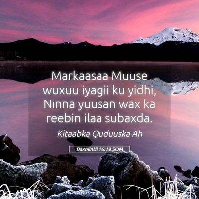 Picture 05 - Baxniintii 16:19 SOM - Markaasaa Muuse wuxuu iyagii ku yidhi, Ninna - Bible Verse Picture