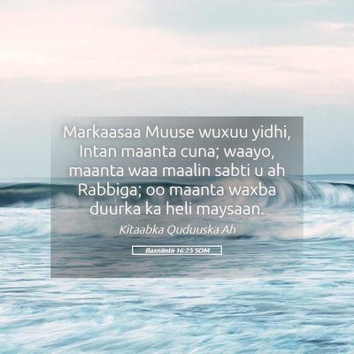 Picture 05 - Baxniintii 16:25 SOM - Markaasaa Muuse wuxuu yidhi, Intan maanta cuna; - Bible Verse Picture