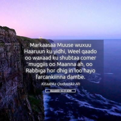 Picture 05 - Baxniintii 16:33 SOM - Markaasaa Muuse wuxuu Haaruun ku yidhi, Weel - Bible Verse Picture