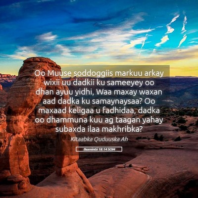 Picture 05 - Baxniintii 18:14 SOM - Oo Muuse soddoggiis markuu arkay wixii uu dadkii - Bible Verse Picture