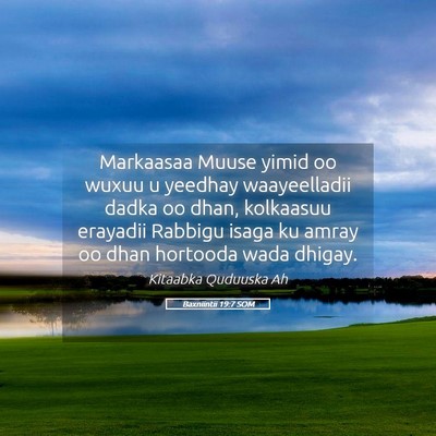Picture 05 - Baxniintii 19:7 SOM - Markaasaa Muuse yimid oo wuxuu u yeedhay - Bible Verse Picture