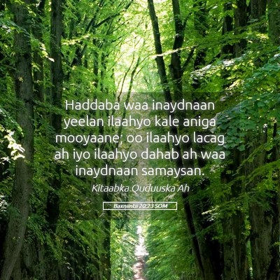 Picture 05 - Baxniintii 20:23 SOM - Haddaba waa inaydnaan yeelan ilaahyo kale aniga - Bible Verse Picture