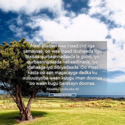 Picture 05 - Baxniintii 20:24 SOM - Meel allabari waa inaad ciid iiga samaysaa, oo - Bible Verse Picture