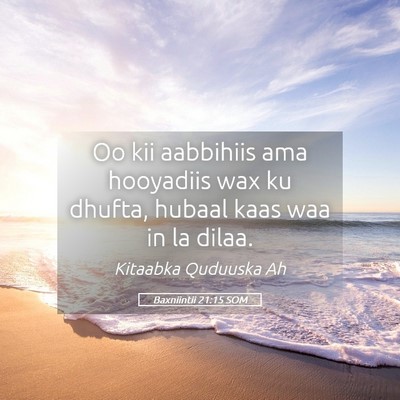 Picture 05 - Baxniintii 21:15 SOM - Oo kii aabbihiis ama hooyadiis wax ku dhufta, - Bible Verse Picture