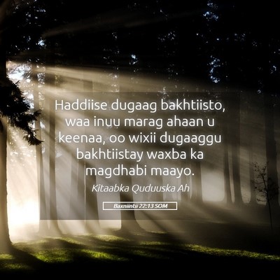 Picture 05 - Baxniintii 22:13 SOM - Haddiise dugaag bakhtiisto, waa inuu marag ahaan - Bible Verse Picture