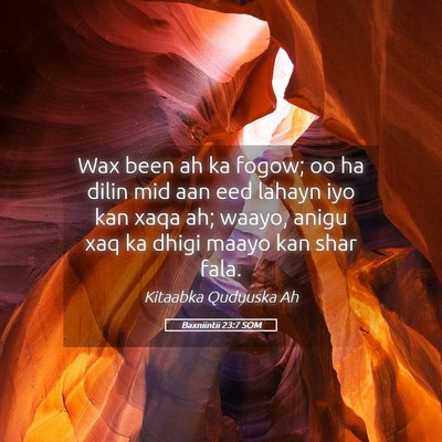 Picture 05 - Baxniintii 23:7 SOM - Wax been ah ka fogow; oo ha dilin mid aan eed - Bible Verse Picture