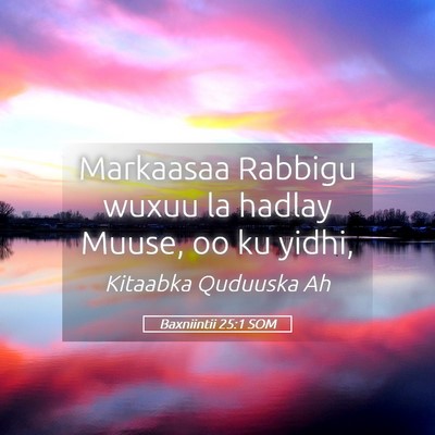 Picture 05 - Baxniintii 25:1 SOM - Markaasaa Rabbigu wuxuu la hadlay Muuse, oo ku - Bible Verse Picture