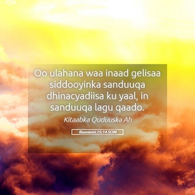 Picture 05 - Baxniintii 25:14 SOM - Oo ulahana waa inaad gelisaa siddooyinka sanduuqa - Bible Verse Picture