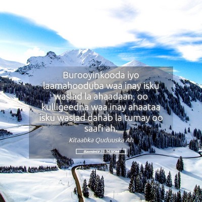 Picture 05 - Baxniintii 25:36 SOM - Burooyinkooda iyo laamahooduba waa inay isku - Bible Verse Picture