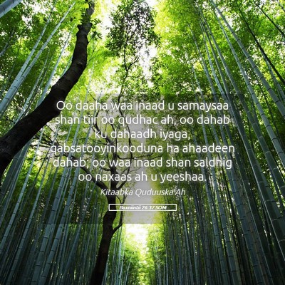 Picture 05 - Baxniintii 26:37 SOM - Oo daaha waa inaad u samaysaa shan tiir oo qudhac - Bible Verse Picture