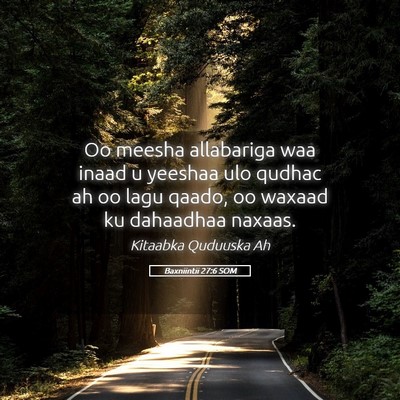 Picture 05 - Baxniintii 27:6 SOM - Oo meesha allabariga waa inaad u yeeshaa ulo - Bible Verse Picture