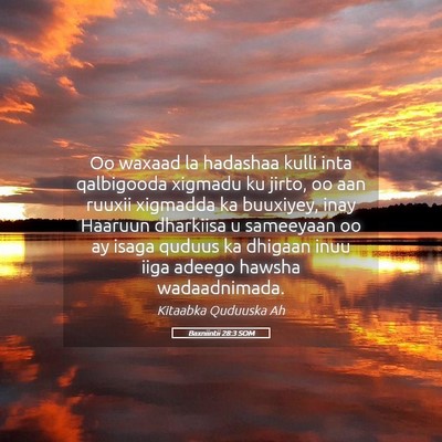 Picture 05 - Baxniintii 28:3 SOM - Oo waxaad la hadashaa kulli inta qalbigooda - Bible Verse Picture