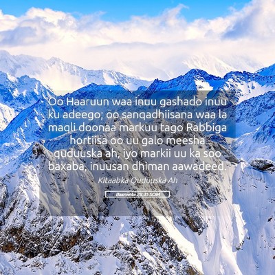 Picture 05 - Baxniintii 28:35 SOM - Oo Haaruun waa inuu gashado inuu ku adeego; oo - Bible Verse Picture