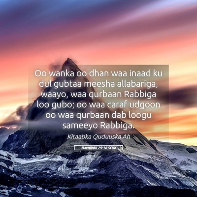 Picture 05 - Baxniintii 29:18 SOM - Oo wanka oo dhan waa inaad ku dul gubtaa meesha - Bible Verse Picture