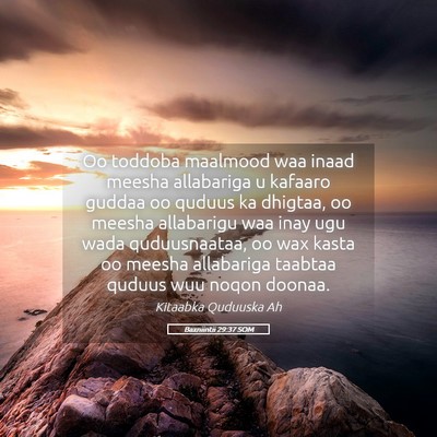 Picture 05 - Baxniintii 29:37 SOM - Oo toddoba maalmood waa inaad meesha allabariga u - Bible Verse Picture