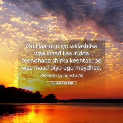 Picture 05 - Baxniintii 29:4 SOM - Oo Haaruun iyo wiilashiisa waa inaad ilaa iridda - Bible Verse Picture