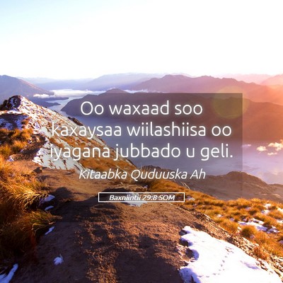 Picture 05 - Baxniintii 29:8 SOM - Oo waxaad soo kaxaysaa wiilashiisa oo iyagana - Bible Verse Picture