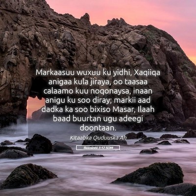 Picture 05 - Baxniintii 3:12 SOM - Markaasuu wuxuu ku yidhi, Xaqiiqa anigaa kula - Bible Verse Picture