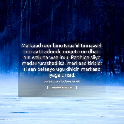 Picture 05 - Baxniintii 30:12 SOM - Markaad reer binu Israa'iil tirinaysid, intii ay - Bible Verse Picture