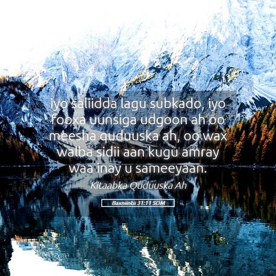 Picture 05 - Baxniintii 31:11 SOM - iyo saliidda lagu subkado, iyo fooxa uunsiga - Bible Verse Picture