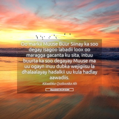 Picture 05 - Baxniintii 34:29 SOM - Oo markii Muuse Buur Siinay ka soo degay isagoo - Bible Verse Picture