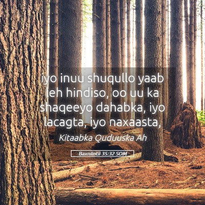 Picture 05 - Baxniintii 35:32 SOM - iyo inuu shuqullo yaab leh hindiso, oo uu ka - Bible Verse Picture