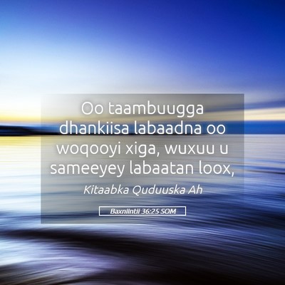 Picture 05 - Baxniintii 36:25 SOM - Oo taambuugga dhankiisa labaadna oo woqooyi xiga, - Bible Verse Picture