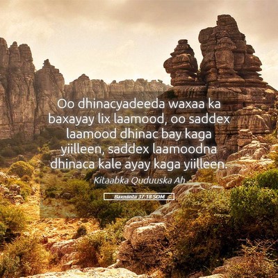 Picture 05 - Baxniintii 37:18 SOM - Oo dhinacyadeeda waxaa ka baxayay lix laamood, oo - Bible Verse Picture