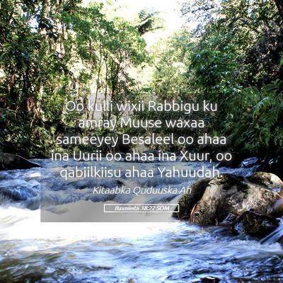 Picture 05 - Baxniintii 38:22 SOM - Oo kulli wixii Rabbigu ku amray Muuse waxaa - Bible Verse Picture