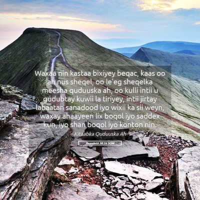 Picture 05 - Baxniintii 38:26 SOM - Waxaa nin kastaa bixiyey beqac, kaas oo ah nus - Bible Verse Picture