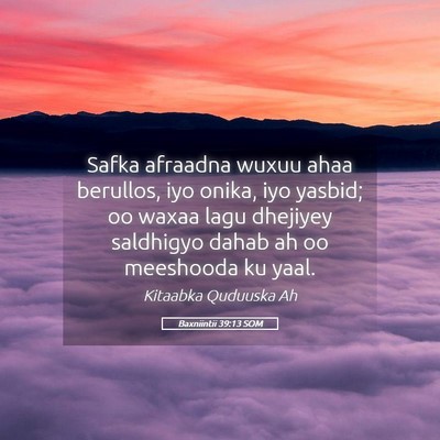 Picture 05 - Baxniintii 39:13 SOM - Safka afraadna wuxuu ahaa berullos, iyo onika, - Bible Verse Picture