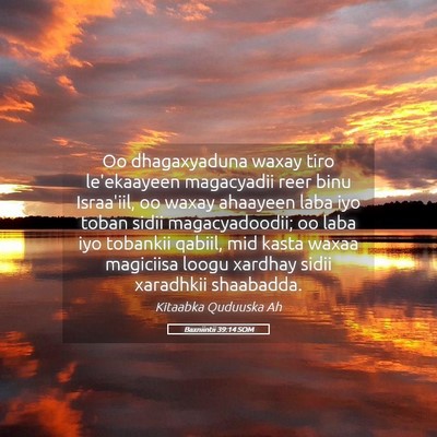 Picture 05 - Baxniintii 39:14 SOM - Oo dhagaxyaduna waxay tiro le'ekaayeen magacyadii - Bible Verse Picture