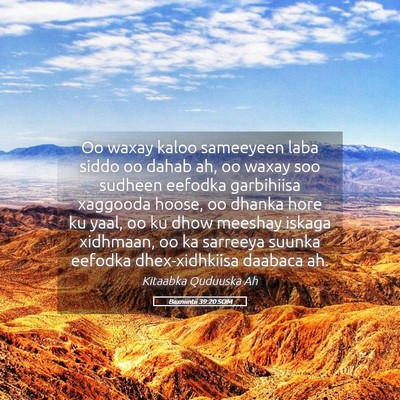 Picture 05 - Baxniintii 39:20 SOM - Oo waxay kaloo sameeyeen laba siddo oo dahab ah, - Bible Verse Picture