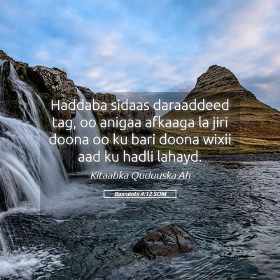 Picture 05 - Baxniintii 4:12 SOM - Haddaba sidaas daraaddeed tag, oo anigaa afkaaga - Bible Verse Picture