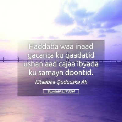 Picture 05 - Baxniintii 4:17 SOM - Haddaba waa inaad gacanta ku qaadatid ushan aad - Bible Verse Picture