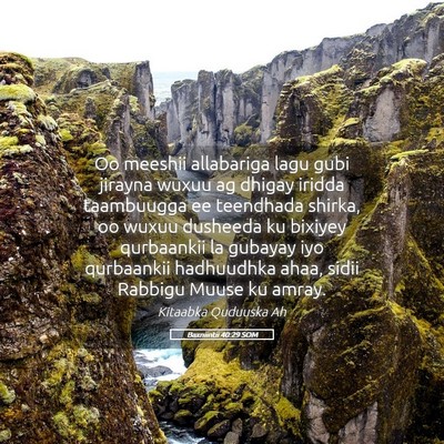 Picture 05 - Baxniintii 40:29 SOM - Oo meeshii allabariga lagu gubi jirayna wuxuu ag - Bible Verse Picture