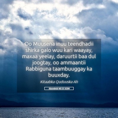 Picture 05 - Baxniintii 40:35 SOM - Oo Muusena inuu teendhadii shirka galo wuu kari - Bible Verse Picture